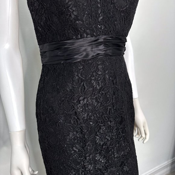 Theia Strapless Shimmer Lace Sweetheart Neckline Mini Dress in Black Size 4 - Picture 7 of 14